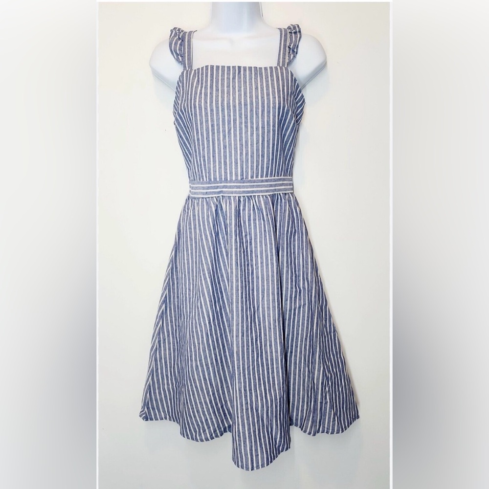 Blue and White Striped Dress